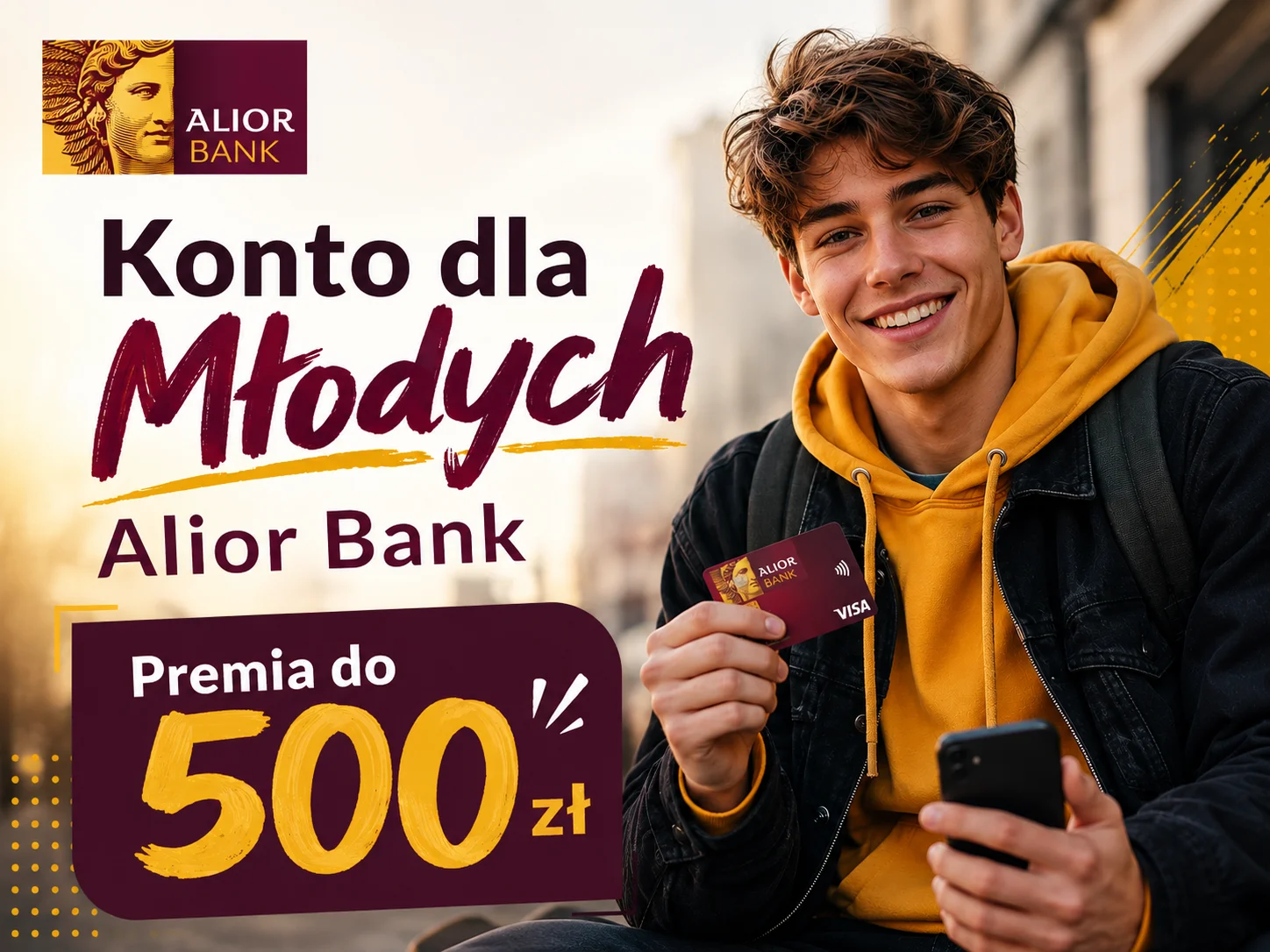 Konto dla Młodych w Alior Banku – do 500 zł premii w gotówce oraz 6% na Koncie Oszczędnościowym.