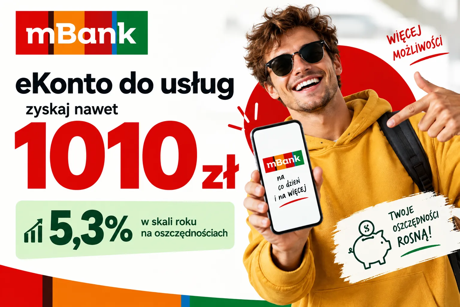 Darmowe eKonto do usług w mBanku z premią do 1010 zł