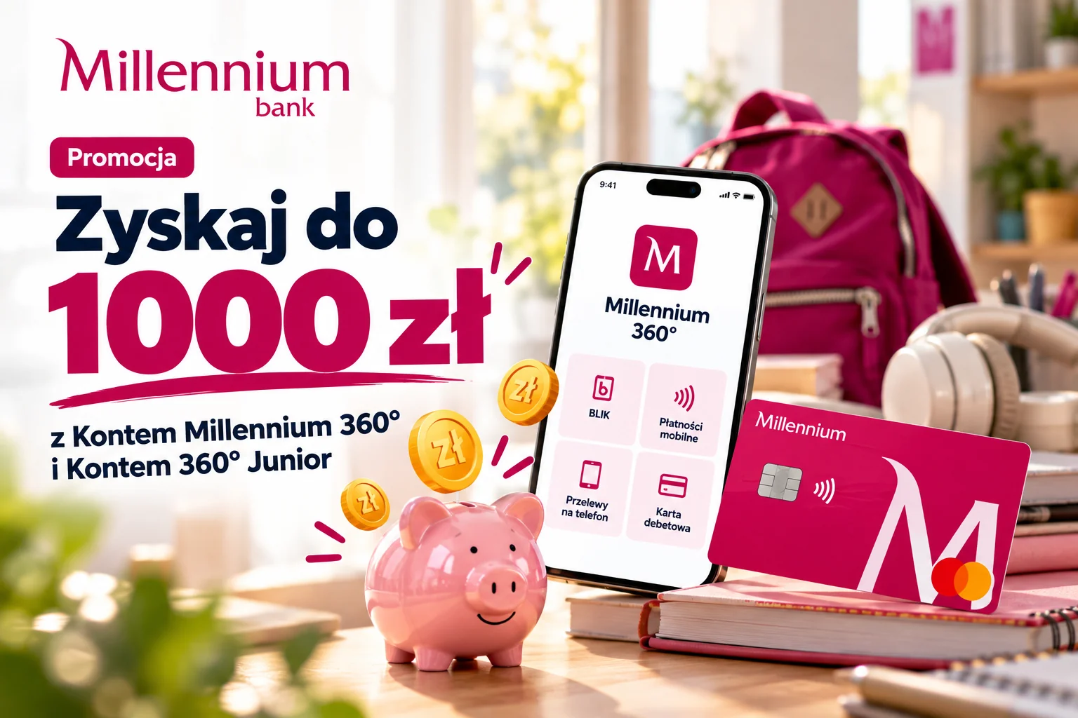 Konto Millennium 360 promocja do 1000 zł premii