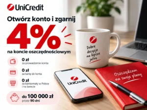 Konto UniCredit – darmowe konto i 4% zysku na start