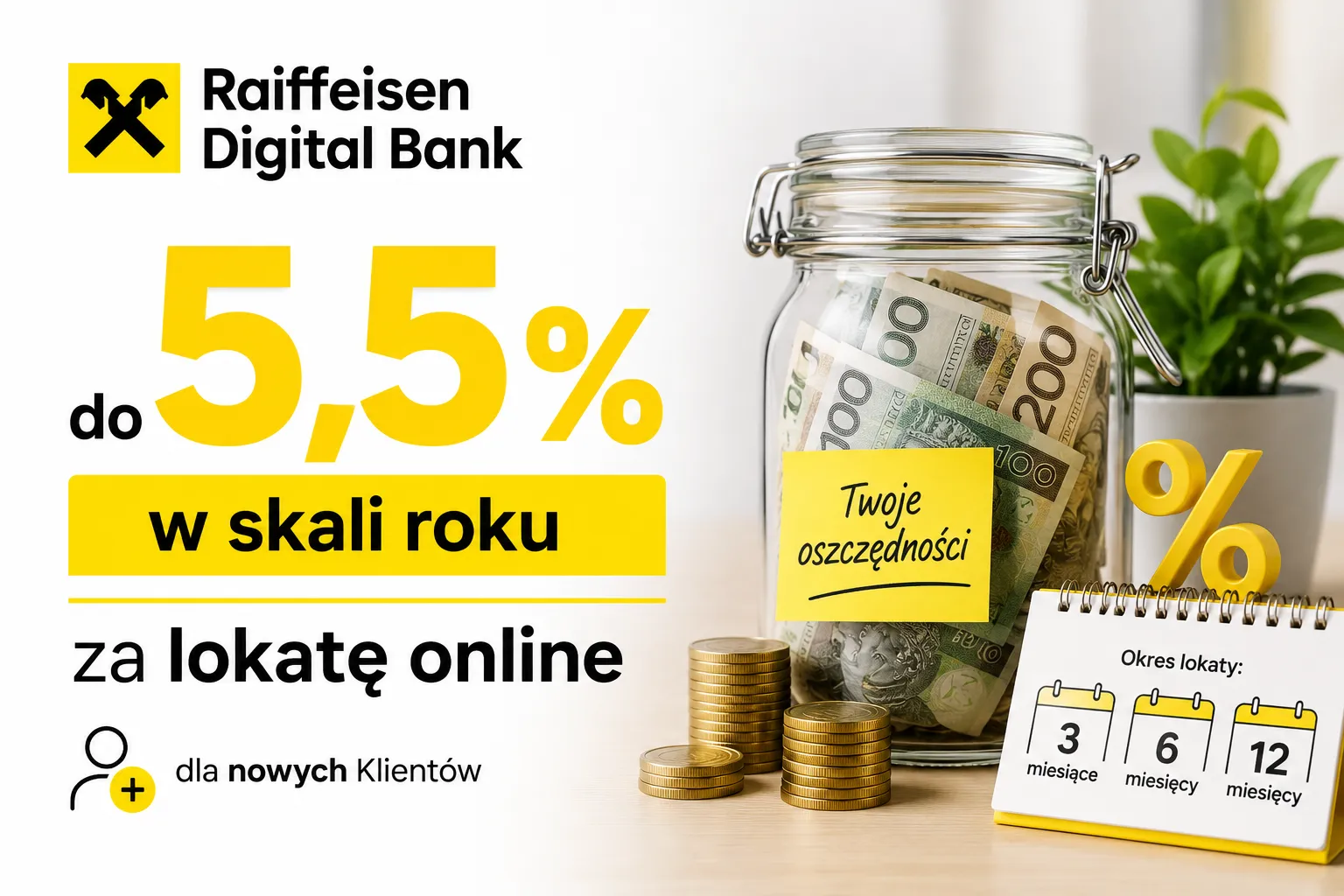 Lokata walutowa Raiffeisen Digital Bank - oprocentowanie do 5,5%