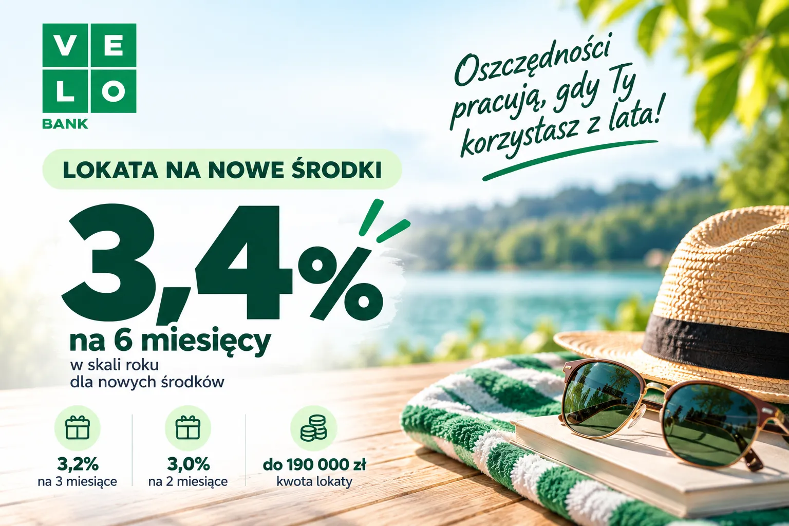 Lokata na Nowe Środki w VeloBanku do 3,4%